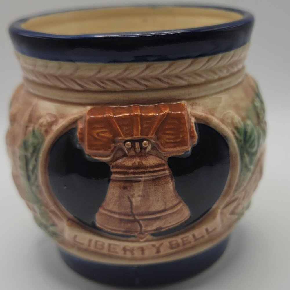 Liberty Bell Constitution Vintage Ornate Miniature Planter 3D Relief Ship